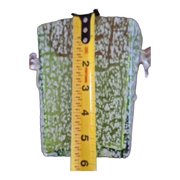 Mid Century Ice Bucket Crackle Art Glass Green Vase Mad Men Barware Vintage - Picture 7 of 10